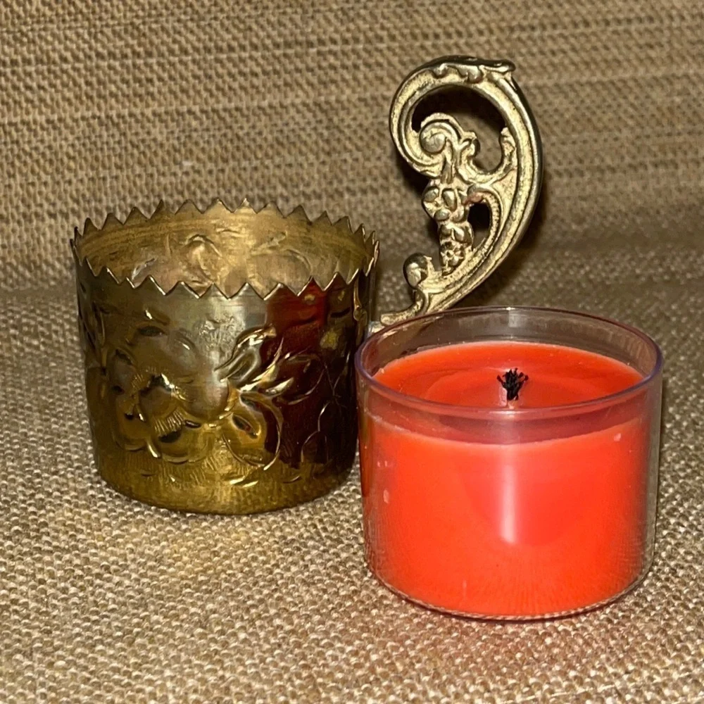 Vintage Solid Brass Candle Holder Tea Light‎ with Handle